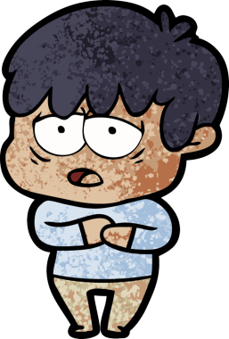 Bir insan tarafından çizilmiş bitkin çocuk çizgi filmi.