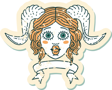 Retro Dövme Biçimi karakter yüzünü bir insan tarafından çizilmiş parşömen pankartıyla düzenliyor