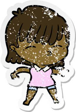 Bir insan tarafından çizilmiş karikatür bir kadının sıkıntılı çıkartması.