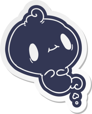 Bir insan tarafından çizilmiş sevimli bir kawai hayaletinin karikatür çıkartması.