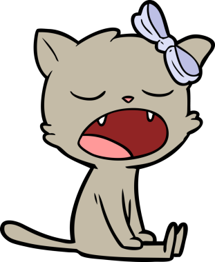 Bir insan tarafından çizilmiş esneyen kedi çizgi filmi.