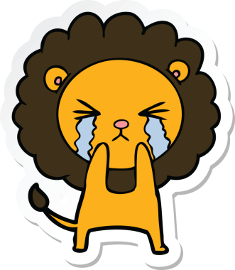 Bir insan tarafından çizilmiş ağlayan bir aslanın çıkartması.