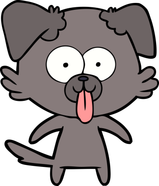 Bir insan tarafından çizilmiş dilli çizgi film köpeği.