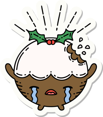 Bir insan tarafından çizilmiş dövme stili puding karakteri.