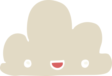 Düz renkli çizgi film Bir insan tarafından çizilmiş küçük mutlu bulut