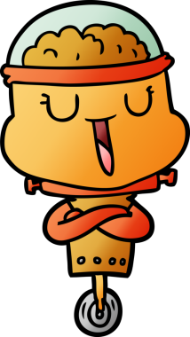 Bir insan tarafından çizilmiş mutlu çizgi film robotu