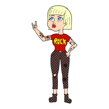 Bir insan tarafından çizilmiş serbest çizim rock kızı.