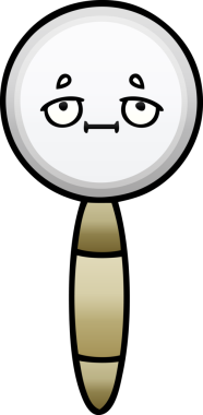 Bir insan tarafından çizilmiş bir büyüteçin gölgelenmiş karikatürü