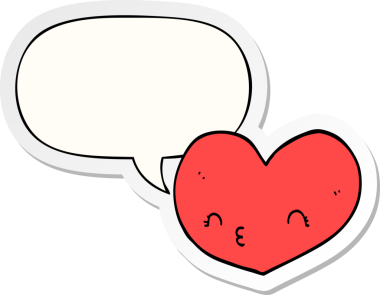 Bir insan tarafından çizilmiş, yüz ifadeli karikatür kalbi.