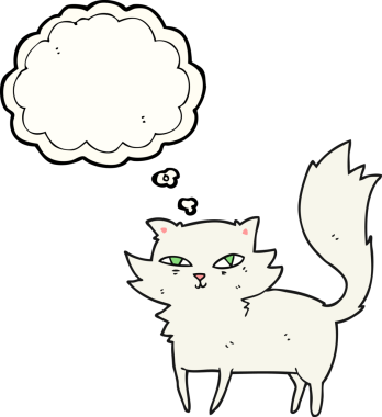 Bir insan tarafından çizilmiş serbest çizim baloncuk çizgi film kedisi.