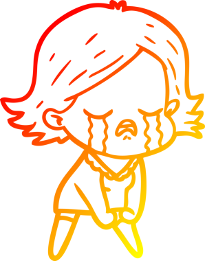 Bir insan tarafından çizilmiş ağlayan çizgi film kızı çizimi.