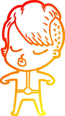 Bir insan tarafından çizilmiş güzel hippi bir çizgi film çizimi.