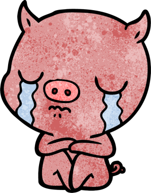 Bir insan tarafından çizilmiş ağlayan bir domuz.