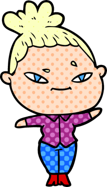 Bir insan tarafından çizilmiş karikatür kadın.