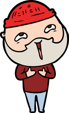 Bir insan tarafından çizilmiş mutlu sakallı bir adam.