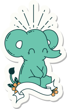 Bir insan tarafından çizilmiş dövme stili şirin bir fil.