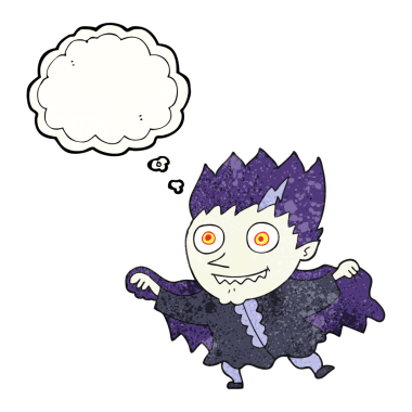 Serbest çizim düşünce baloncuğu bir insan tarafından çizilmiş karikatür vampir.