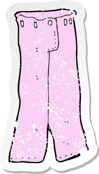 Bir insan tarafından çizilmiş pembe bir pantolonun gerilimli çıkartması.