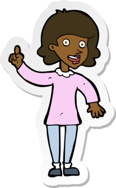 Bir insan tarafından çizilmiş fikri olan bir karikatür kadının çıkartması.