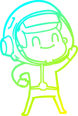 Bir insan tarafından çizilmiş mutlu bir astronotun soğuk gradyan çizimi.