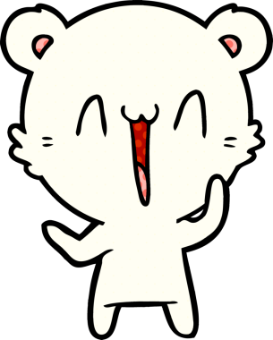 Bir insan tarafından çizilmiş gülen kutup ayısı çizgi filmi.