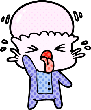 Bir insan tarafından çizilmiş iğrenç bir çizgi film uzaylısı.