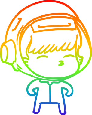 gökkuşağı gradyan çizimi bir insan tarafından çizilmiş meraklı astronot çizgi