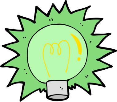 Bir insan tarafından çizilmiş yeşil bir ampul.