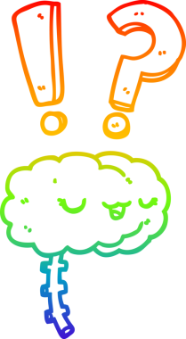 gökkuşağı gradyanı çizimi bir insan tarafından çizilmiş tuhaf bir beyin