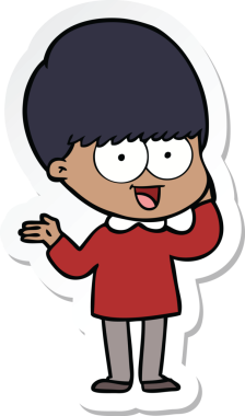 Bir insan tarafından çizilmiş mutlu bir çizgi film çocuğunun çıkartması.