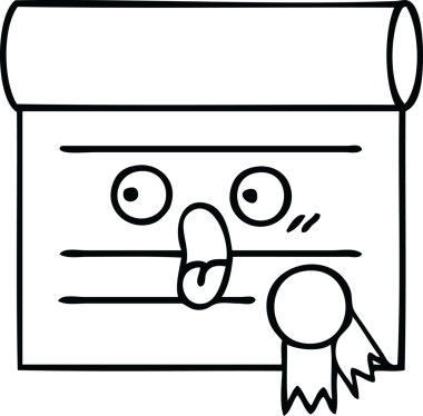 Bir insan tarafından çizilmiş bir sertifikanın çizgi çizimi