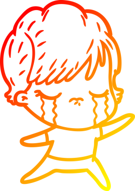 Bir insan tarafından çizilmiş, ağlayan bir çizgi kadın çizimi.