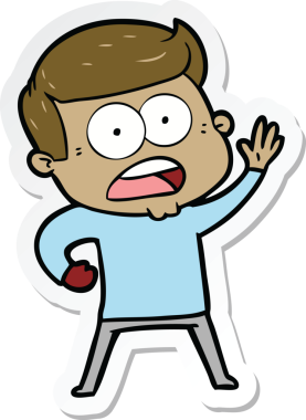 Bir insan tarafından çizilmiş bir karikatür çıkartması.