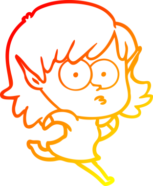 Bir insan tarafından çizilmiş, çizgi film karakteri bir elf kızı çizimi.