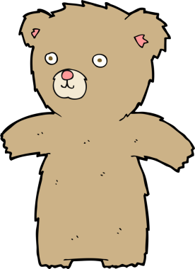 Bir insan tarafından çizilmiş sevimli bir oyuncak ayı.