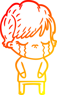 Bir insan tarafından çizilmiş, ağlayan bir çizgi kadın çizimi.