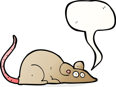 bir insan tarafından çizilmiş konuşma balonu olan çizgi film faresi