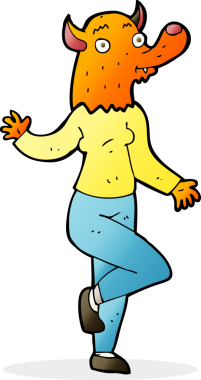 Bir insan tarafından çizilmiş, dans eden tilki kadın.