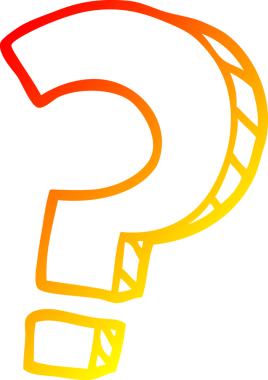 Bir insan tarafından çizilmiş bir çizgi film soru işaretinin sıcak gradyan çizgisi