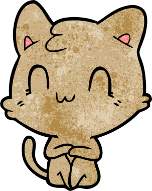 Bir insan tarafından çizilmiş mutlu bir kedi.