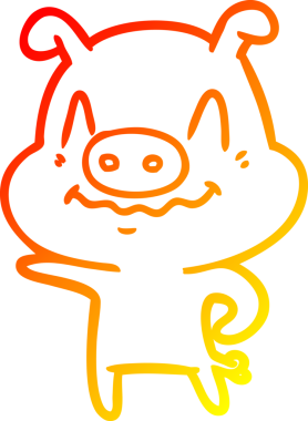 Bir insan tarafından çizilmiş gergin bir domuz çizgi çizimi.