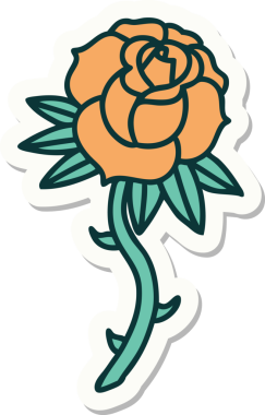 Bir insan tarafından çizilmiş geleneksel bir gül stili dövmesi.