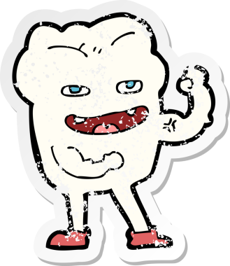 Bir insan tarafından çizilmiş güçlü, sağlıklı bir dişin gerilimli çıkartması.