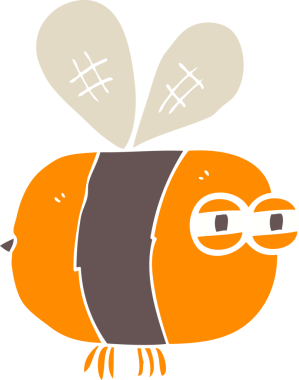 Bir insan tarafından çizilen kızgın arıların düz renk çizimi