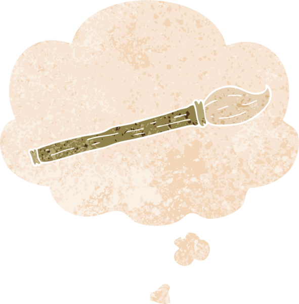 Düşünce baloncuklu karikatür fırçası grunge sıkıntılı retro desen bir insan tarafından çizilmiş