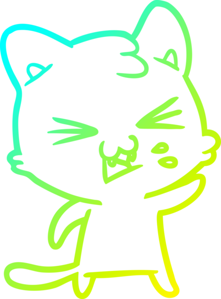 Bir insan tarafından çizilen çizgi film kedisinin soğuk gradyan çizimi