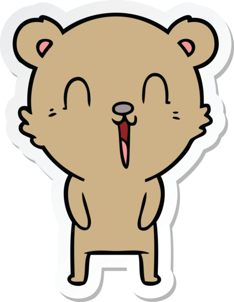 Bir insan tarafından çizilmiş mutlu çizgi film ayısının çıkartması.