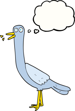 Bir insan tarafından çizilmiş serbest çizim balon karikatür kuşu.