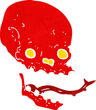 Bir insan tarafından çizilmiş ürkütücü bir kafatası.