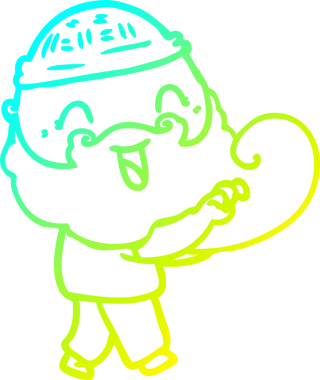 Mutlu sakallı bir adamın bir insan tarafından çizildiği soğuk bir çizgi.